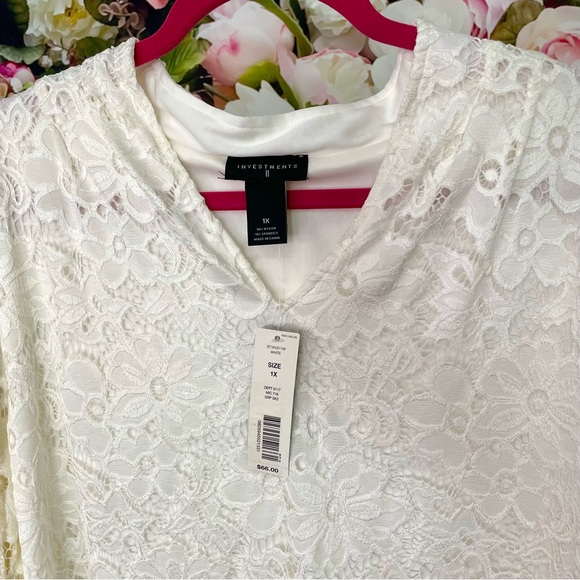 Investments Ivory Lace Plus Top Size 2X - Picture 3 of 7